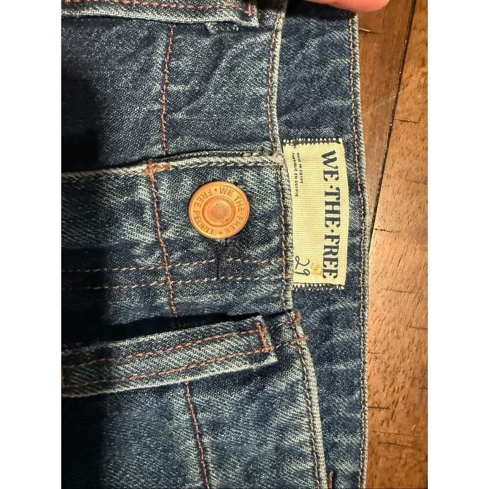 We The Free - Free People- Major Leagues Mid-Rise Cuffed Jeans - Dark Indigo